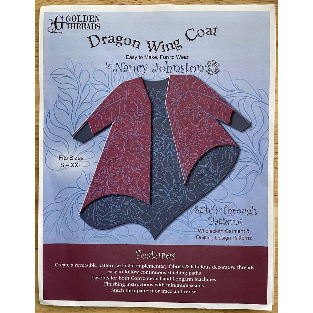 Quilted Dragon Wing Coat Sewing Pattern Only By Nancy‎ Johnston